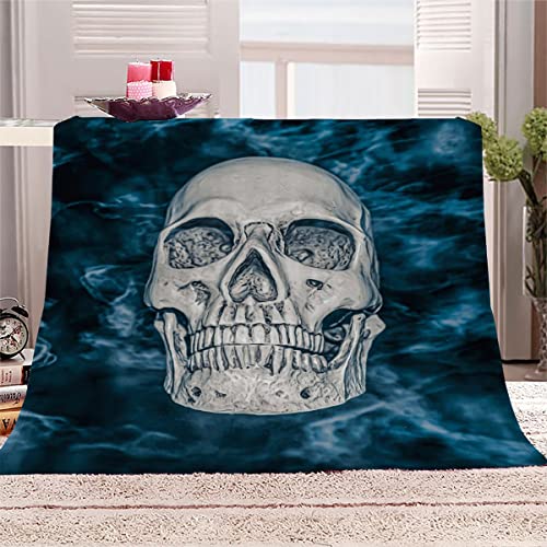 NOTRYA Flauschige Wohndecke Skelett Gothic Blanket 150x200 cm Super Weiche Flanell Decke für Couch, Halloween Kuscheldecke Camping von NOTRYA