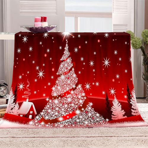 NOTRYA Weihnachten Kuscheldecken 180x220 cm Decke Rot 3D-Digitaldruck Weich Flanelldecke für Kinder Erwachsene Sofaüberwurf Decke von NOTRYA