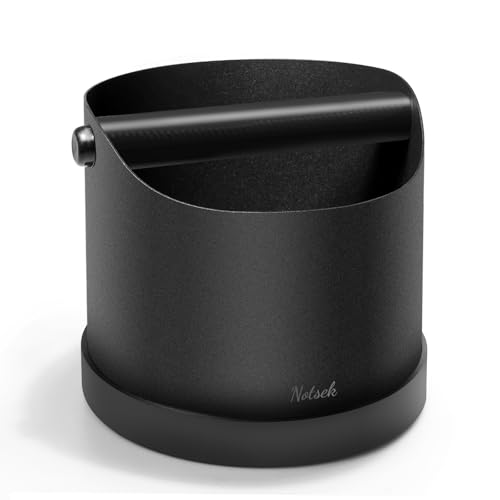 NOTSEK Abklopfbehälter für Siebträger, 1.2L Edelstahl Kaffee Knock Box, Kaffeesatz Abschlagbehälter, Abschlagbox für Siebträgermaschine Zubehör (Schwarz) von NOTSEK