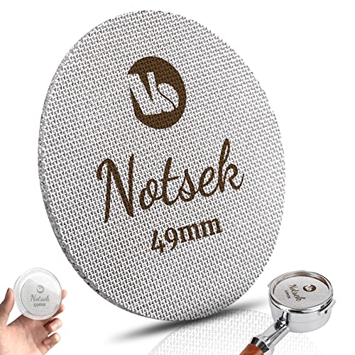 NOTSEK Puck Screen 49mm, Espresso Sieb für Siebträger, mit Acryl Aufbewahrungsbox, 1.7mm Dicke 150μm, Edelstahl 316L, Wiederverwendbar Puckfilter, Kaffee Siebträger Unteres Duschsieb von NOTSEK