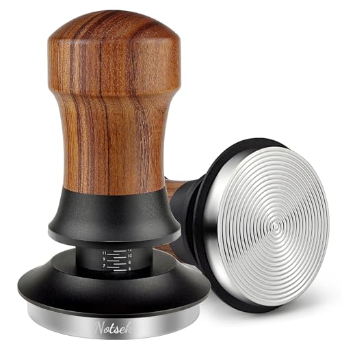 NOTSEK Tamper 51mm,Espresso Tamper mit Ripple Base, Walnuss Kaffee Tamper mit 304 Edelstahl Base, Kaffee Tamper 51mm für Siebträger 51mm Barista Zubehör von NOTSEK
