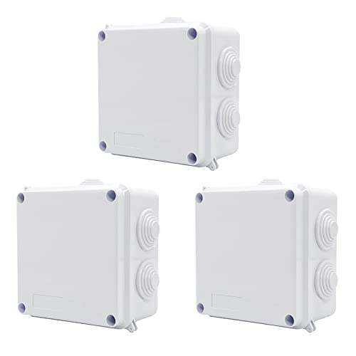 3 Stück 100 * 100 * 70 mm Wasserdichte Abzweigdose, IP65 Weiß Externe Wasserdichte Kabelanschlussdose, ABS Öffnungsloch-Projektbox Wetterfest Staubdicht von NOUJEN