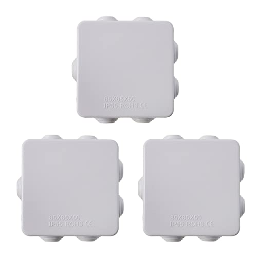 3 Stück 85 * 85 * 50 mm Abzweigdose Aufputz-Feuchtraum,IP55 Weiß ABS Wasserdichte Abzweigdose Minibox für Projekte Nstrumente Öffnungsloch-Projektbox Wetterfest Staubdicht 3 Stück 85 * 85 * 50 mm Abzweigdose Aufputz-Feuchtraum,IP55 Weiß ABS Wasserdichte Abzweigdose Minibox für Projekte Nstrumente Öffnungsloch-Projektbox Wetterfest Staubdicht von NOUJEN