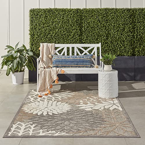 Nourison Aloha Indoor/Outdoor Floral Natural 5'3" x 7'5" Area Rug (5' x 8'), 5'3"X7'5", von NOURISON