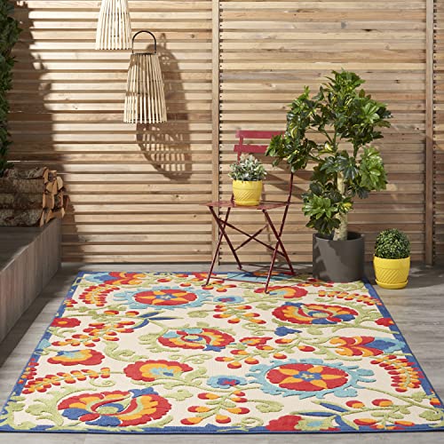 NOURISON Aloha Teppich für drinnen und draußen, Blumenmuster, Mehrfarbig, 1,2 x 1,5 m, 1,2 x 1,8 m von NOURISON