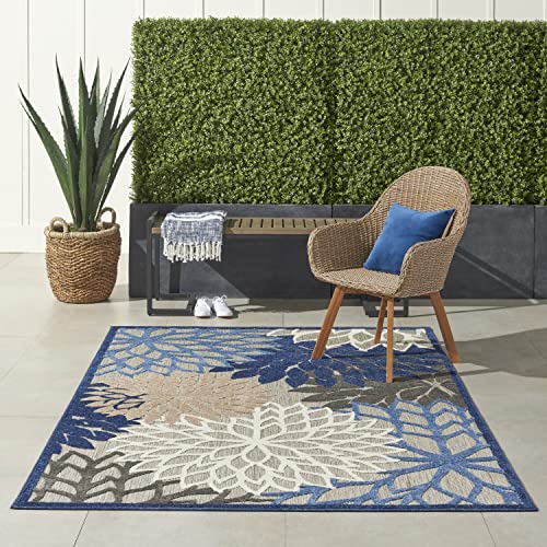 Nourison Aloha Teppich für drinnen und draußen, florales Muster, 150 x 200 cm, Blau/Mehrfarbig von NOURISON