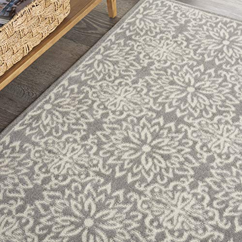 Nourison Jubilant Teppich mit Blumenmuster, 90 x 150 cm, Elfenbeinfarben/Grau von NOURISON