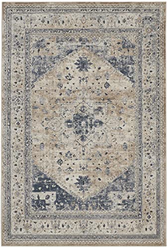 Nourison Teppich Mondrian 99446361073 – Beige/Blau maschinengefertigter Teppich, beige/blau, 3 ft 27,9 cm x 5 ft 7 Zoll von NOURISON