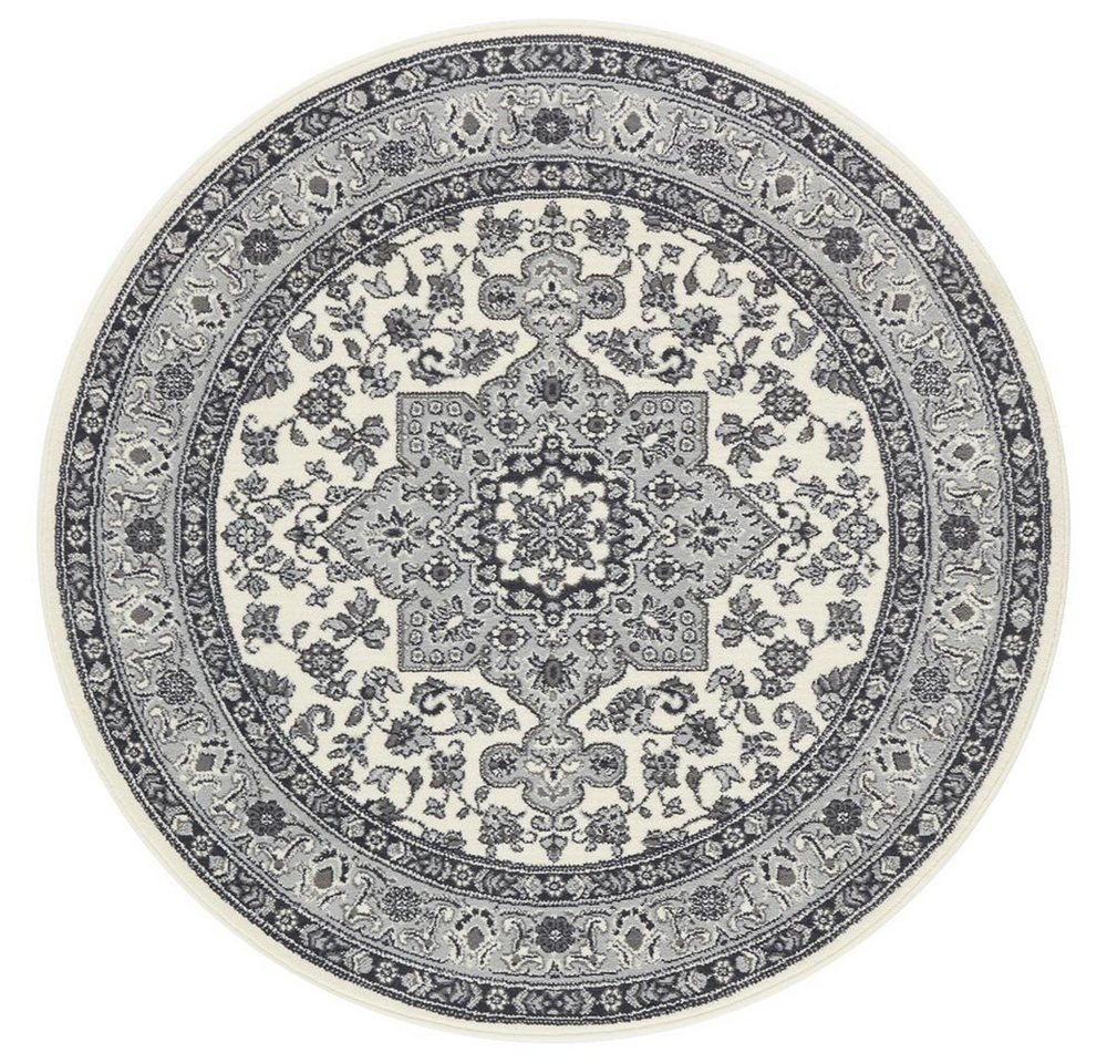 Teppich Orientalischer Kurzflor Teppich Parun Täbriz creme grau, NOURISTAN, rund, Höhe: 9 mm von NOURISTAN