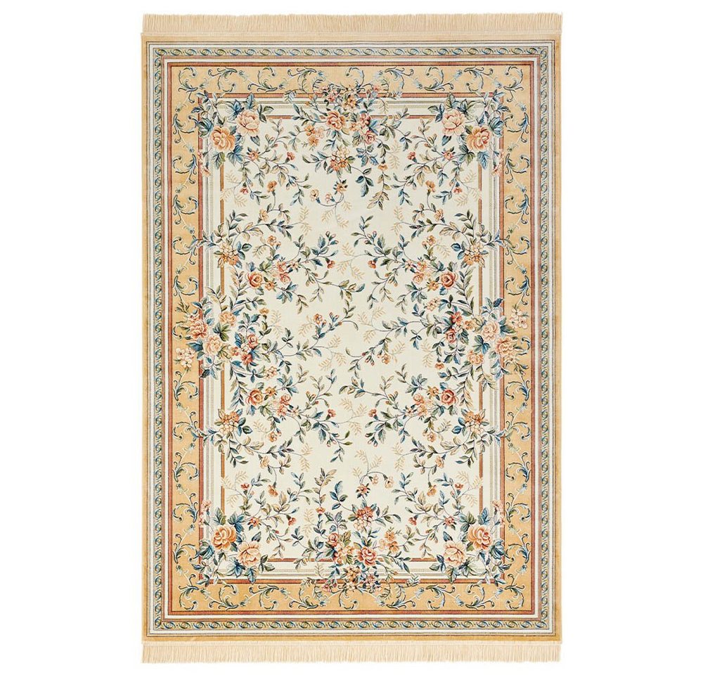 Teppich Orientalischer Samt Teppich Fransen Antik Flowers Creme Cord, NOURISTAN, rechteckig, Höhe: 5 mm von NOURISTAN