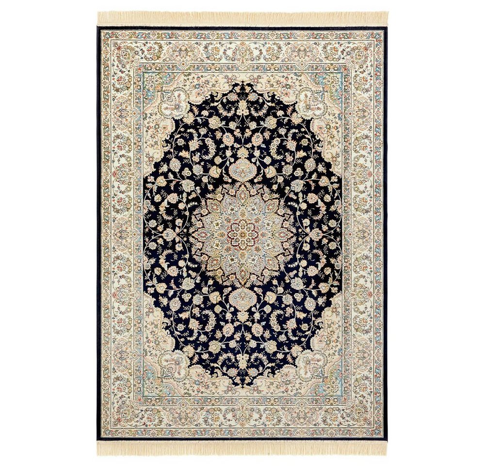 Teppich Orientalischer Samt Teppich Fransen Antik NaIn-Dunkelblau Grün, NOURISTAN, rechteckig, Höhe: 5 mm von NOURISTAN