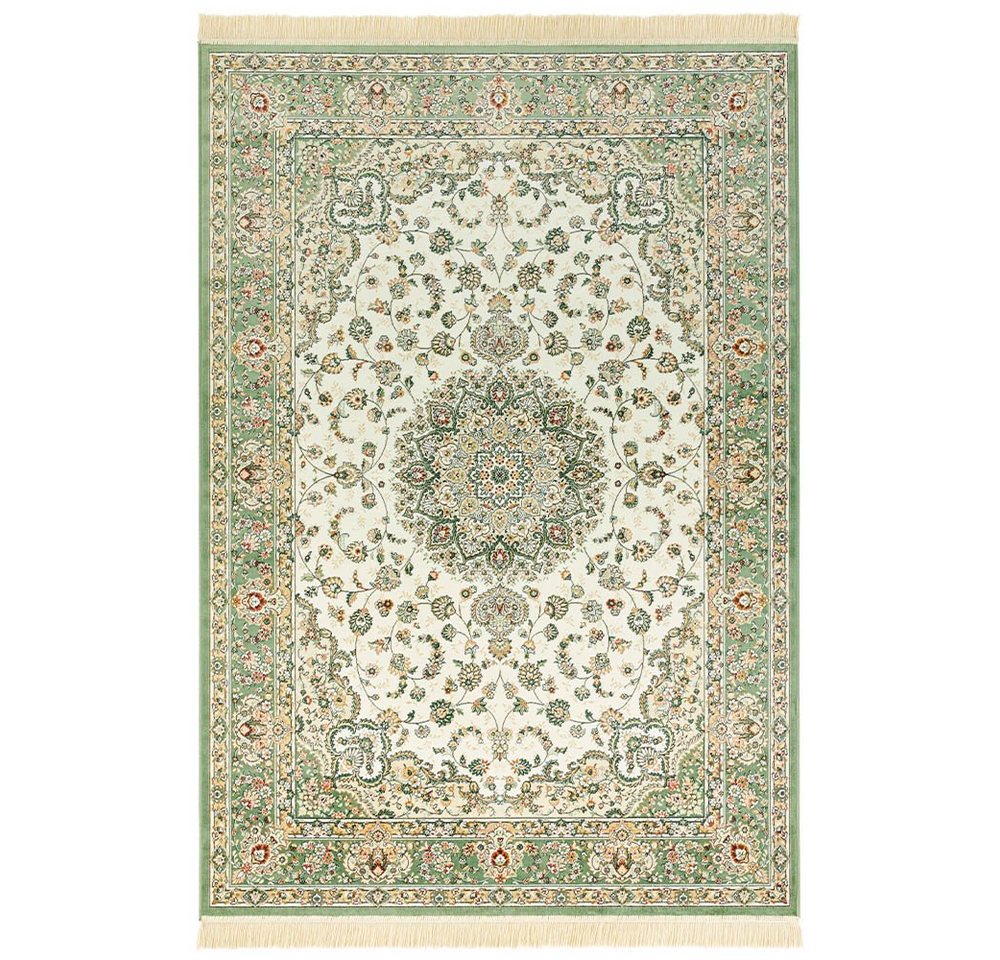 Teppich Orientalischer Samt Teppich Fransen Antik NaIn-Ivory Grün, NOURISTAN, rechteckig, Höhe: 5 mm von NOURISTAN