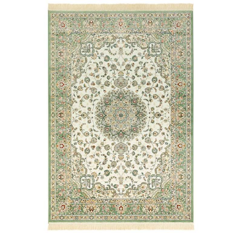 NOURISTAN Teppich Orientalischer Samt Teppich Fransen Antik NaIn-Ivory Grün, rechteckig, Höhe: 5 mm von NOURISTAN
