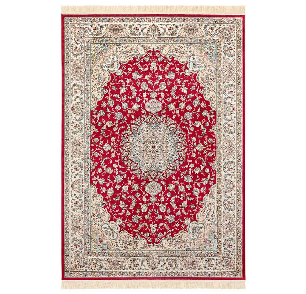 Teppich Orientalischer Samt Teppich Fransen Antik NaIn-Rot Grün, NOURISTAN, rechteckig, Höhe: 5 mm von NOURISTAN