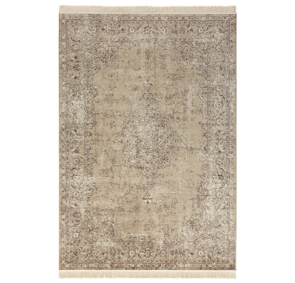 Teppich Orientalischer Samt Teppich Fransen Oriental Vintage Olivgrün, NOURISTAN, rechteckig, Höhe: 5 mm von NOURISTAN