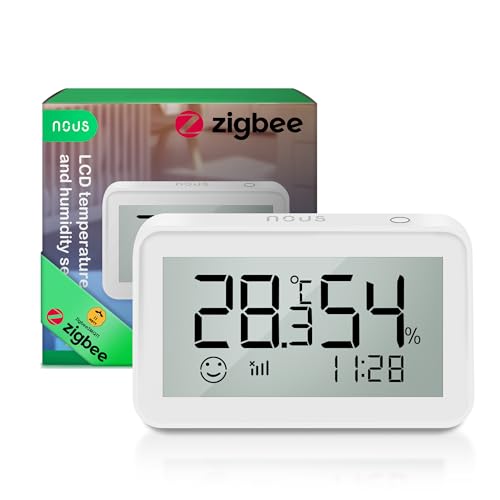 NOUS E6 Temperatur Sensor, Hygrometer Smart Thermometer, ZigBee Temperatursensor, Alexa Temperatursensor, Thermometer Hygrometer digital, ZigBee Thermometer App, TUYA, MQTT, ZigBee2MQTT von NOUS