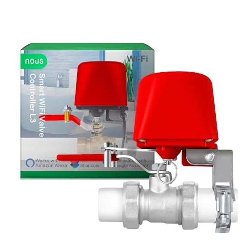 NOUS L3 Wifi Wasserventil elektrisch, Google Assistant, Amazon Alexa, Alexa kompatibel, NOUS Smart Home App, Life TUYA, Zeitschaltuhr Gartenbewässerung Smart, Wasserventil WLAN, Only 2.4 GHz WiFi Red von NOUS