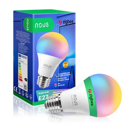NOUS P3Z ZigBee Smart Glühbirne E27 LED, RGB, Kompatibel mit Alexa, Home Assistant, Google Home, SmartThings, Fernbedienung, Dekorative Glühbirne Zubehör, 1 Pack NOUS P3Z ZigBee Smart Glühbirne E27 LED, RGB, Kompatibel mit Alexa, Home Assistant, Google Home, SmartThings, Fernbedienung, Dekorative Glühbirne Zubehör, 1 Pack von NOUS