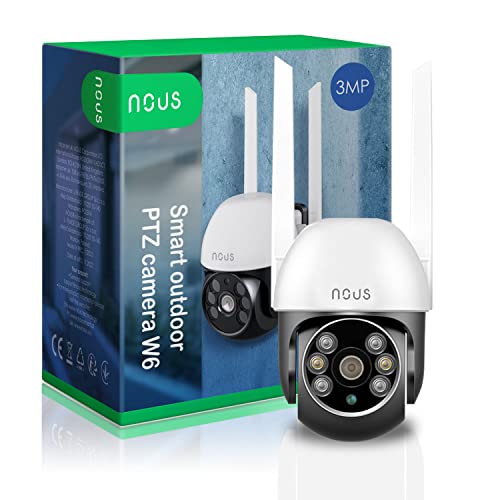 NOUS W6 3MP WLAN Überwachungskamera außen, PTZ Kamera außen, Überwachungskamera mit Bewegungsmelder, Videoüberwachung, Haustierkamera mit App, Ip Camera Outdoor, Smart Life/Tuya App, 2.4 GHz WiFi von NOUS