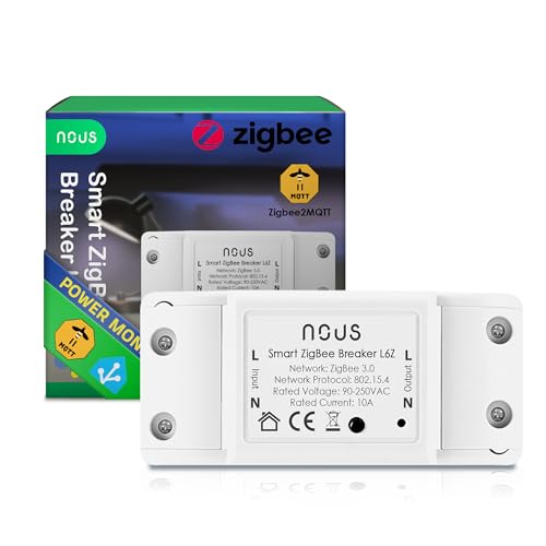 ZigBee schalter Nous L6Z - Alexa lichtschalter unterputz Tuya smart home switch mit zeitschaltuhr, Stromverbrauch Stromzähler, relais 230v Google Home Assistant ZigBee2MQTT - 3.0 Hub erforderlich von NOUS
