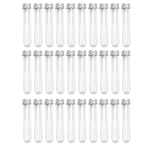NOUVARis 30 STÜCKE Test ReagenzgläSer 45 Ml Kunststoff Test ReagenzgläSer Einzelne Test ReagenzgläSer mit Deckel Proben Aufbewahrung RöHrchen Transparentes RöHrchen Set von NOUVARis