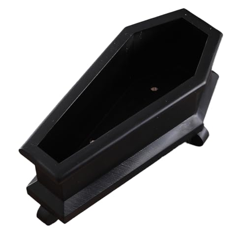 NOUVARis Mini-Blumentopf in Sargform, Ständer für Sukkulenten, Dekorative Blumentopf-Ornamente für Den Schreibtisch, Schwarz von NOUVARis