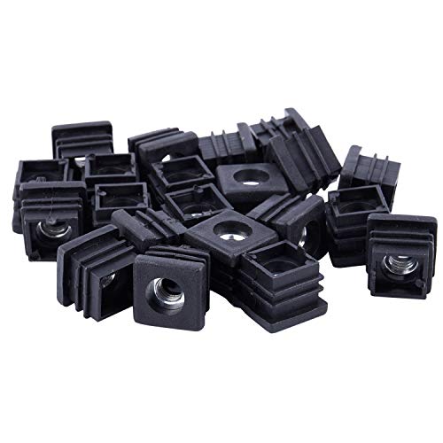NOUVARis Vierkantrohrendkappen Einsteckstopfen M8 Gewinde 20X20Mm 20Stk Schwarz von NOUVARis