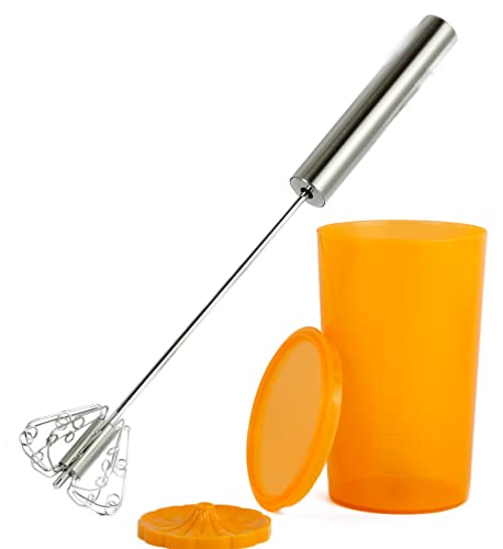 NOVA Quirl Schneebesen manuell Milchaufschäumer Edelstahl (Orange) von NOVA
