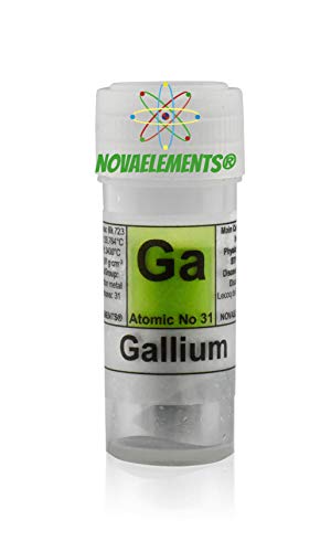 Metallisches Gallium 20 Gramm für Sammlung Elemente, Gallium Metall, Gallium für Experimente, Experimentierlöffel, Gallium 20 Gramm 99,997% mit Etikett von Novaelements