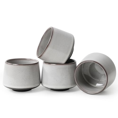NOVAJOY | Espressotassen Set | 4-teilig | 200 ml | Hochwertige Tassen aus Steingut | Ohne Henkel | Spülmaschinenfest | Kaffeetassen | Mokka | Geschenk in modernem Design von NOVAJOY