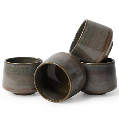 NOVAJOY | Espressotassen Set | 4-teilig | 200 ml | Hochwertige Tassen aus Steingut | Stapelbare Kaffeebecher | Ohne Henkel Espressobecher | Spülmaschinenfest | 100% Handfertigung von NOVAJOY