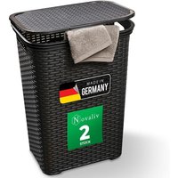 2x Novaliv Wäschekorb 2 Stück Rattan Wäschekorb mit Deckel 60L Schwarz 2x Novaliv Wäschekorb 2 Stück Rattan Wäschekorb mit Deckel 60L Schwarz von NOVALIV