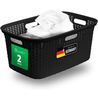 2x Novaliv Wäschekorb 2 Stück Rattan Wäschekorb mit Deckel und vier Griffen 40L Schwarz 2x Novaliv Wäschekorb 2 Stück Rattan Wäschekorb mit Deckel und vier Griffen 40L Schwarz von NOVALIV