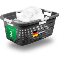 2x Novaliv Wäschekorb 2 Stück Wäschekorb mit Deckel und vier Griffen 40L Anthrazit 2x Novaliv Wäschekorb 2 Stück Wäschekorb mit Deckel und vier Griffen 40L Anthrazit von NOVALIV