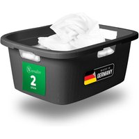 2x Novaliv Wäschekorb 2 Stück Wäschewanne mit Deckel und drei Griffen 25L Anthrazit von NOVALIV