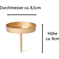 4x Novaliv Kerzenständer Kerzenpick, Kerzenpin, Kerzenhalter, 4x Flach 9 cm Gold von NOVALIV