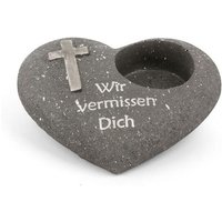 Dekoobjekt 20279-1x Grabschmuck Herz Anthrazit - Novaliv von NOVALIV