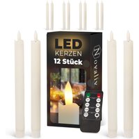 Novaliv - 12x led Kerze Echtwachskerzen Weiss von NOVALIV