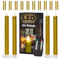 Novaliv - 24x led Kerze Echtwachskerzen Gold von NOVALIV