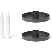 Novaliv - 2x Standkerzenhalter Stabkerzenhalter 2 x 6cm Schwarz von NOVALIV