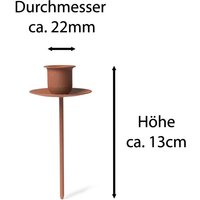 Novaliv - 4x Kerzenständer Stabkerze, Kerzenpin, Kerzenhalter, 4x Stabkerzen rost von NOVALIV