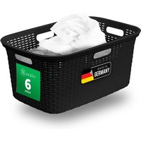Novaliv - 6x Wäschekorb 6 Stück Rattan Wäschekorb mit Deckel und vier Griffen 40L Schwarz von NOVALIV