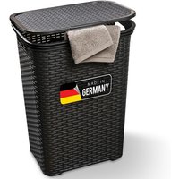 Novaliv Wäschekorb 1 Stück Rattan Wäschekorb mit Deckel 60L Schwarz Novaliv Wäschekorb 1 Stück Rattan Wäschekorb mit Deckel 60L Schwarz von NOVALIV