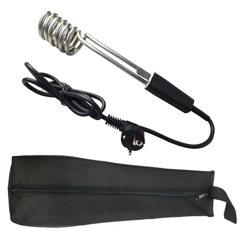 Novanetus Tauchsieder GTN1.6 Taucherhitzer 1,6 kW 1600 Watt 230V aus EDELSTAHL Wasserkocher, Schwarz (mit Tasche) von NOVANETUS