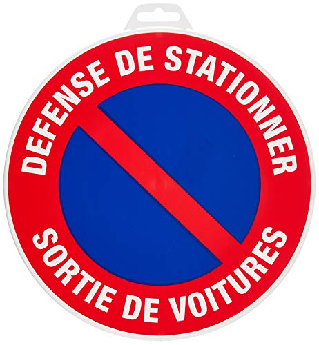 Novap - Hinweisschild - Parkverbot, Auto-Ausfahrt - Durchmesser 180 mm, starr, französische Aufschrift „Defense de stationner - Sortie de voitures“ von NOVAP