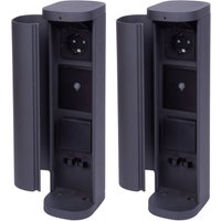 2x Novatool Gartensteckdose 2x Gartensteckdose Funk 3-fach Anthrazit smart wifi app Steckdosenleiste, Montageplatte, Dübel und Schrauben von NOVATOOL