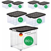 Novatool - Aufbewahrungsbox Aufbewahrungsbox mit Deckel 1x80 l + 2x 15L + 4x 5L - Transparent von NOVATOOL