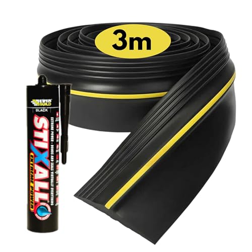 Universelle Garagentor Dichtung Schwellenstreifen 3m (118,11'') mit extra starkem Klebstoff - DIY Premium Qualität Bodengummi-Gummilippe für Türen, Zugluftdichtung, Wetterschutz von NOVECRAFTO