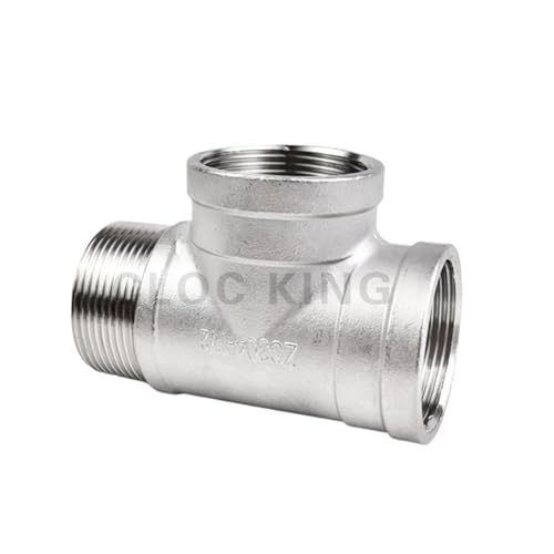 BSPT 3/8 Zoll 1/2 Zoll 3/4 Zoll 1 Zoll 1-1/4 Zoll Außengewinde 3-Wege-T-Stück T-Rohrverschraubung DN10-DN32 BSPT-Gewinde SS304 Edelstahl 1 Stk(1-1/2") von NOVFDLOP