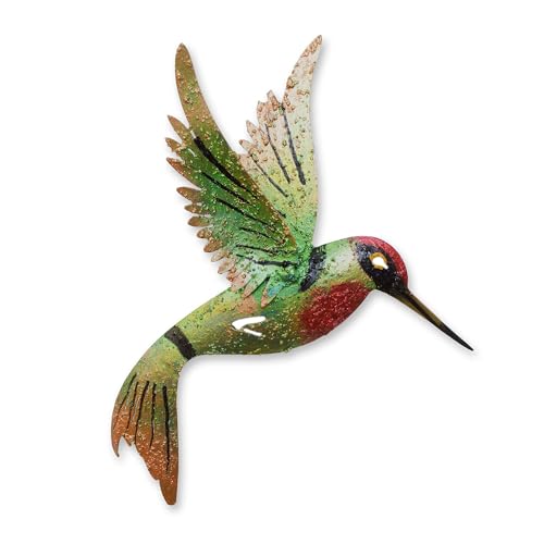 NOVICA Handbemaltes grünes Eisen-Ausschnitt-Wandbild, 19,7 cm hoch, Little Emerald Hummingbird von NOVICA